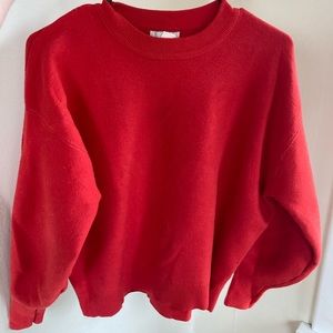 Bright red sweatshirt